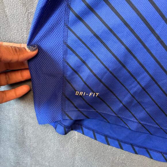 Nike Dri-FIT Men’s Running Shirt Blue Striped 2XL Athletic Training Tee Swoosh - Picture 5 of 13